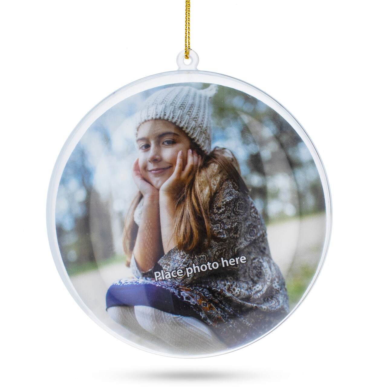 Openable Fallible Picture Frame Clear Plastic Flat Disc Christmas Ornament DIY Craft 4.25 Inches